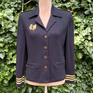 ST. JOHN Knit Black Jacket With Gold Trim
